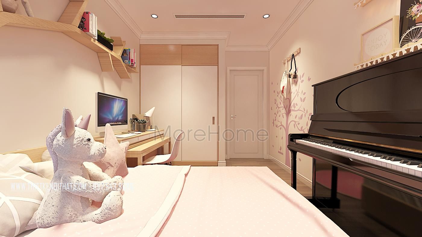 Thiết kế nội thất phòng ngủ chung cư tân cổ điển tại Vinhomes Gardenia, Mỹ Đình, Nam Từ Liêm, Hà Nội